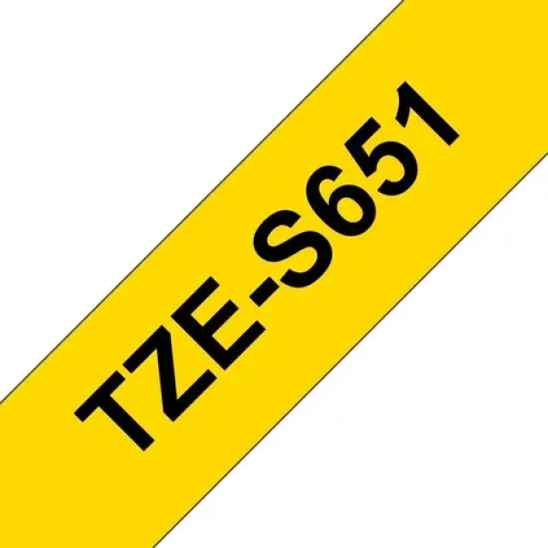 Brother TZe-S651 žlutá / Páska pro tiskárnu štítků / silně lepící / laminovaná / černý tisk / 24 mm / 8 m (TZE-S651)