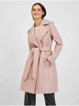 Orsay Růžový dámský zimní kabát páskem Dámské