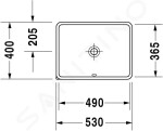 DURAVIT - Starck 3 Umyvadlo vestavné 490x365 mm, bez otvoru pro baterii, s WonderGliss, bílá 03054900001