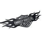 Dřevěná nástěnná dekorace Harley Davidson oheň černý