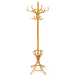 Věšák dřevěný stojanový, masiv topol a bříza, barva medový dub, výška 185 cm