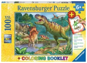 Ravensburger Puzzle Pravěký svět dinosaurů XXL + omalovánky