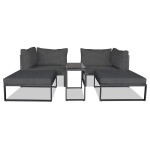 Zahradní set 2+1, stolek 75x30, multifunkční pohovka, kov antracit, tmavě šedá látka