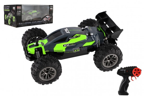 Auto RC Buggy rychlostní 2,4GHz plast 25cm na baterie zelené v krabici 31x14x18cm