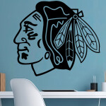 Samolepka Hokejový tým Chicago Blackhawks Barva: bílá, Velikost: 100 x 87 cm