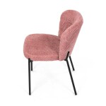 Židle jídelní, růžová látka, černé kovové nohy.