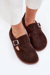 Semišové polobotky barefoot dámské s přezkou Zazoo N1261 čokoládové 36