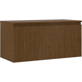 MEXEN/S - Rivel koupelnová skříňka pod umyvadlo 100 cm s deskou, 1 šuplík, reliéf , ořech 91A20-10047-1-BFC86