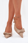 Lodičky Na Podpatku S Mašlí Béžové Folesca 38
