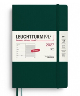 Týdenní plánovač Zápisník Forest Green, Paperback B6+ 2027, Softcover, anglicky