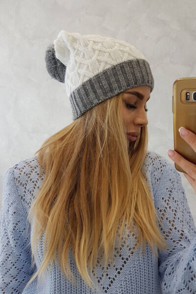 Bibiana fleecová čepice K264 tmavě šedá+bílá UNI