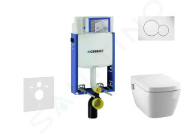 GEBERIT - Kombifix Modul pro závěsné WC s tlačítkem Sigma01, alpská bílá + Tece One - sprchovací toaleta a sedátko, Rimless, SoftClose 110.302.00.5 NT1