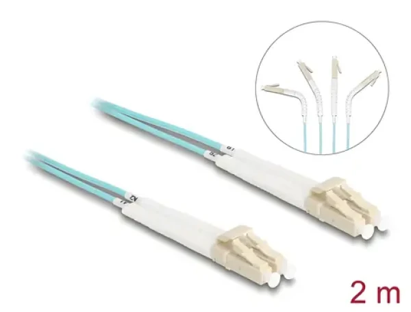 Delock Optický kabel LC-LC OM3 úhlový / Optický kabel / Multimode OM3 / Úhlový / 2 m (88080)