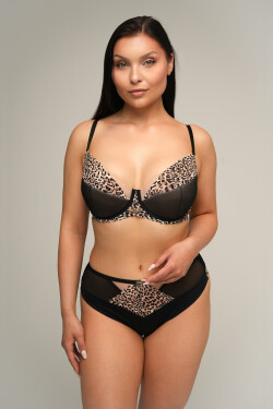 Ava 2208/B S-XL Brazilské kalhotky černý panter S