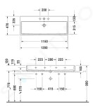 DURAVIT - Vero Air Umyvadlo nábytkové 1200x470 mm, s přepadem, otvor pro baterii, bílá 2350120027