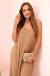 Dlouhé šaty bez ramínek světlý velbloud UNI