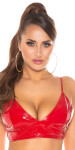 Sexy Koucla Latex-Look Crop Top/Bustier barva red velikost L