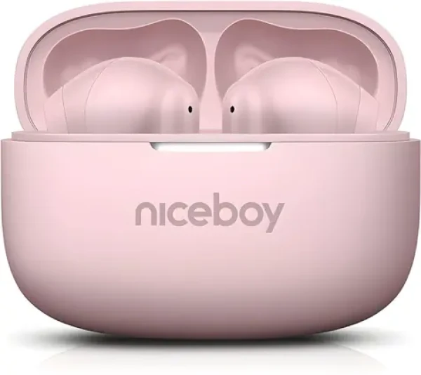 Niceboy Beans 5 PRO růžová / Bezdrátová sluchátka do uší / ANC / Bluetooth / IPX4 (100002204366)