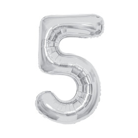 Balónek fóliový 85 cm stříbrný číslo 5 - Albi