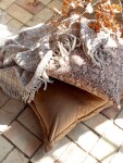 Chic Antique Sametový povlak na polštář na zem Aix Cognac 80 × 80 cm, hnědá barva, textil