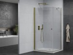MEXEN/S - Pretoria otevírací sprchový kout 80x90, sklo transparent, zlatý + vanička 852-080-090-50-00-4010