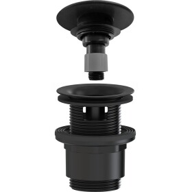 CERANO Umyvadlová výpusť - 5/4“ click-clack s přepadem - neuzavíratelná - plast - 35/50mm - černá matná