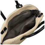 Módní dámská koženková kabelka do ruky Leora, krémová-černá