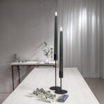 STAR TRADING LED svíčka Flamme Slim Green 28 cm – set 2 ks + dálkový ovladač, zelená barva, vosk