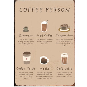 Ib Laursen Plechová cedule Coffee Person, béžová barva, kov