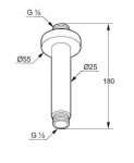 KLUDI - A-Qa Sprchové rameno stropní 15 cm, chrom/matná černá 6651587-00
