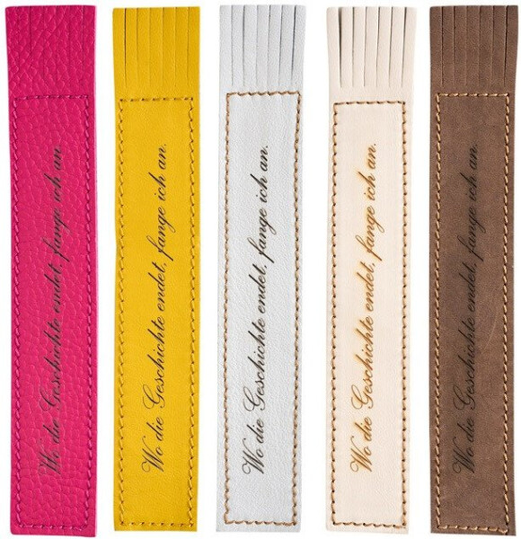 Kožená záložka se střapci Wo die Geschichte endet, fange ich an.