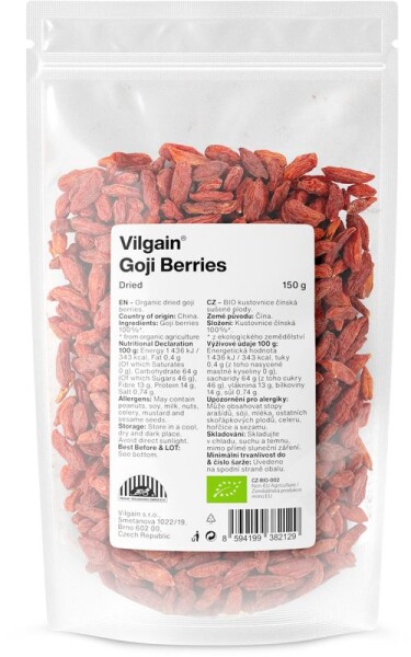 Vilgain Goji kustovnice čínská sušená BIO 150