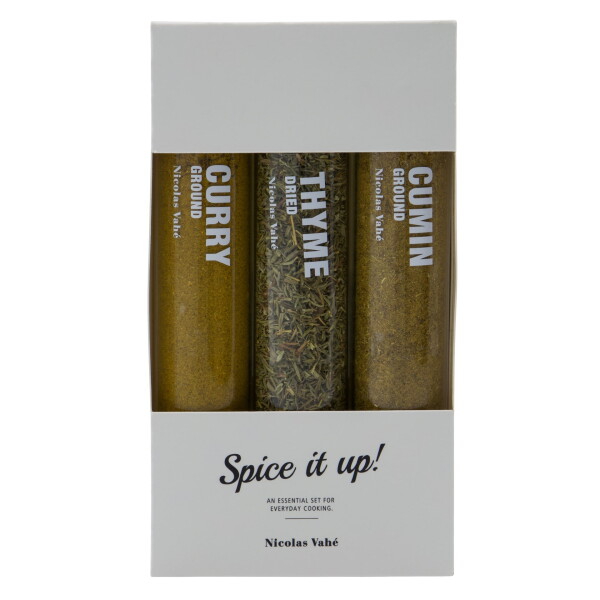Nicolas Vahé Sada koření Curry/ Thyme / Cumin – 3 × 43 g, béžová barva