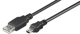 MicroConnect kabel USB2.0 A (M) - miniUSB B (M) 1m černá / 480Mbit/s (USBAMB51)