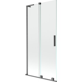 MEXEN/S - Velar L dvoukřídlá posuvná vanová zástěna 95 x 150, transparent, grafit kartáčovaná 896-095-003-01-66