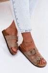 Dámské pantofle Khaki s přezkami Lee Cooper LCW-26-35-4451L 40