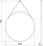 MEXEN - String zrcadlo 80, černý rám 9854-080-080-000-70