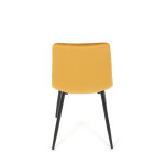 Židle jídelní, žlutá sametová látka, nohy černý kov