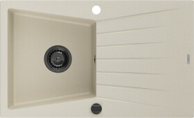 MEXEN/S - Cesar granitový dřez 1 s odkapávačem 775 x 470 mm, béžová, + černý sifon 6514771010-69-B