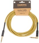 Cascha Professional Line Guitar Cable Angled Tweed Natural 3 m