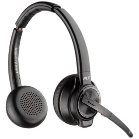 HP Poly Savi 8220 UC DECT Headset otevřená (On Ear) DECT, Bluetooth® stereo černá Potlačení hluku headset, regulace hlasitosti, Vypnutí zvuku mikrofonu Počítače