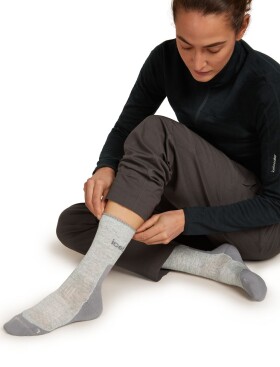 Dámské merino turistické ponožky ICEBREAKER Wmns Hike+ Light Crew 2 Pack, Blizzard Heather/Alloy velikost: 38-40 (M)