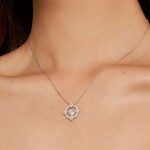 Stříbrný dvojitý náhrdelník Cristy 1 ct MOISSANITE + CERTIFIKÁT, Stříbrná 40 cm + 5 cm (prodloužení) certifikát GRA, hadřík na čištění stříbra, dárková krabička