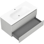 MEXEN/S - Rivel koupelnová skříňka 100 cm s umyvadlem Vela, 2 zásuvky, reliéf , šedá mat/bílá mat 91A20-10047-2-BFF62-W23M01