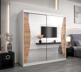Šatní skříň Abi Mo Dveře: Bílá, Rozměr: 200 cm, Korpus: Dub artisan