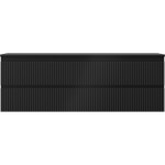 MEXEN/S - Rivel koupelnová skříňka pod umyvadlo 140 cm s deskou, 2 zásuvky, reliéf , černá mat 91A20-14047-2-BFFC71