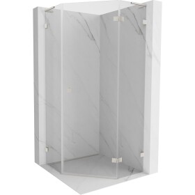 MEXEN/S - Lunar L sprchový kout pětiboký křídlový pravá 80 x 80, transparent, nikl kartáčovaný 831L-080P-080L-97-00-P