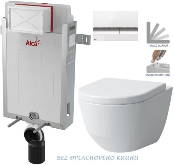 ALCADRAIN Renovmodul - předstěnový instalační systém s bílým/ chrom tlačítkem M1720-1 + WC LAUFEN PRO RIMLESS + SEDÁTKO AM115/1000 M1720-1 LP1