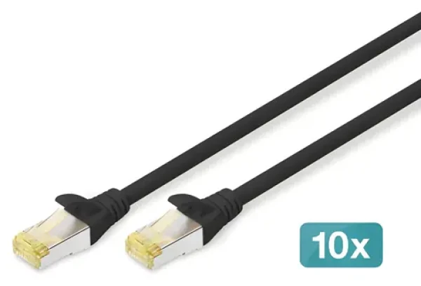 Digitus černá / Patch kabel / CAT 6A / S/FTP / 0,25 m / 10 ks (DK-1644-A-0025-BL-10)