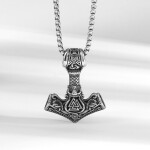 Pánský náhrdelník Thórovo kladivo - MJOLNIR, oboustranný přívěsek, 60 cm Vintage